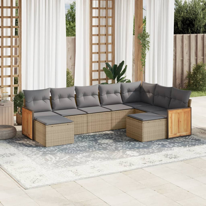 Set Mobilier De Grădină Cu Perne, 10 Piese, , Poliratan