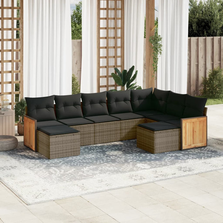 Set Mobilier De Grădină Cu Perne, 10 Piese, , Poliratan
