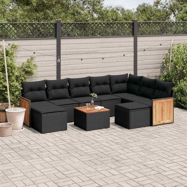 Set Mobilier De Grădină Cu Perne, 10 Piese, , Poliratan