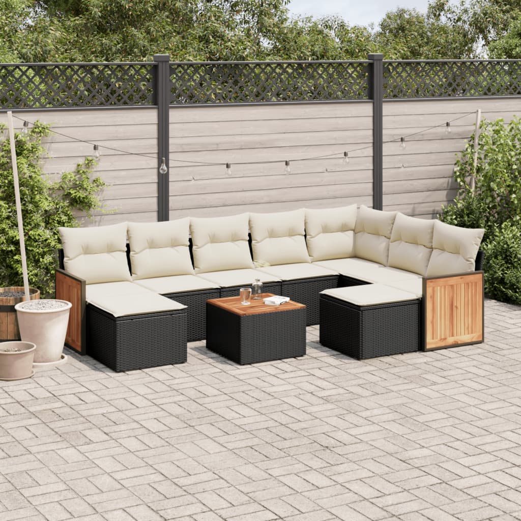 Set Mobilier De Grădină Cu Perne, 10 Piese, , Poliratan