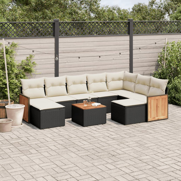 Set Mobilier De Grădină Cu Perne, 10 Piese, , Poliratan