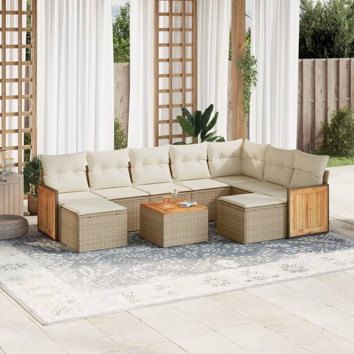 Set Mobilier De Grădină Cu Perne, 10 Piese, , Poliratan