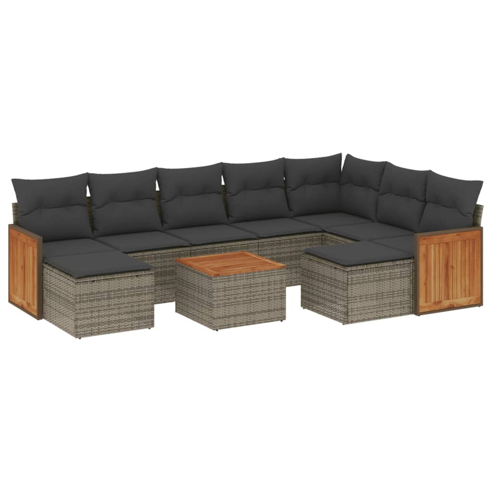 Set Mobilier De Grădină Cu Perne, 10 Piese, , Poliratan