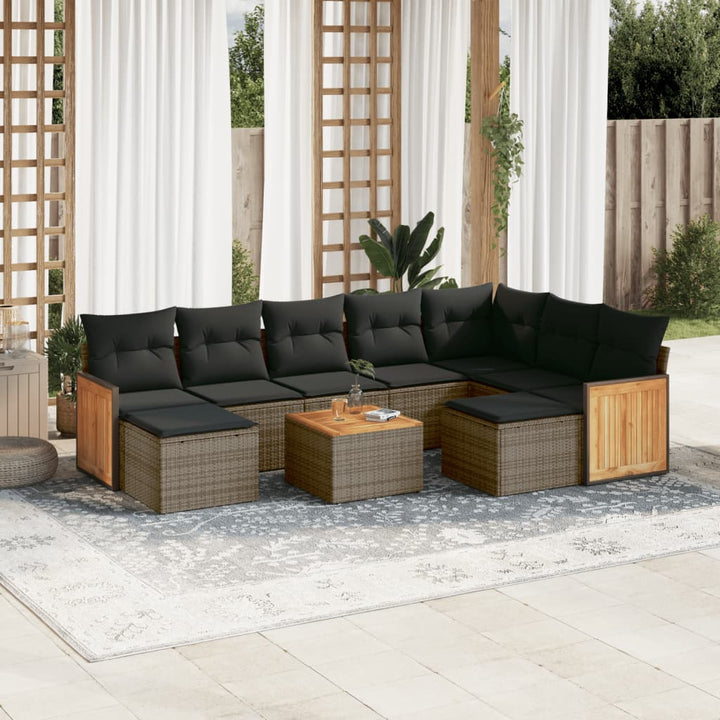 Set Mobilier De Grădină Cu Perne, 10 Piese, , Poliratan