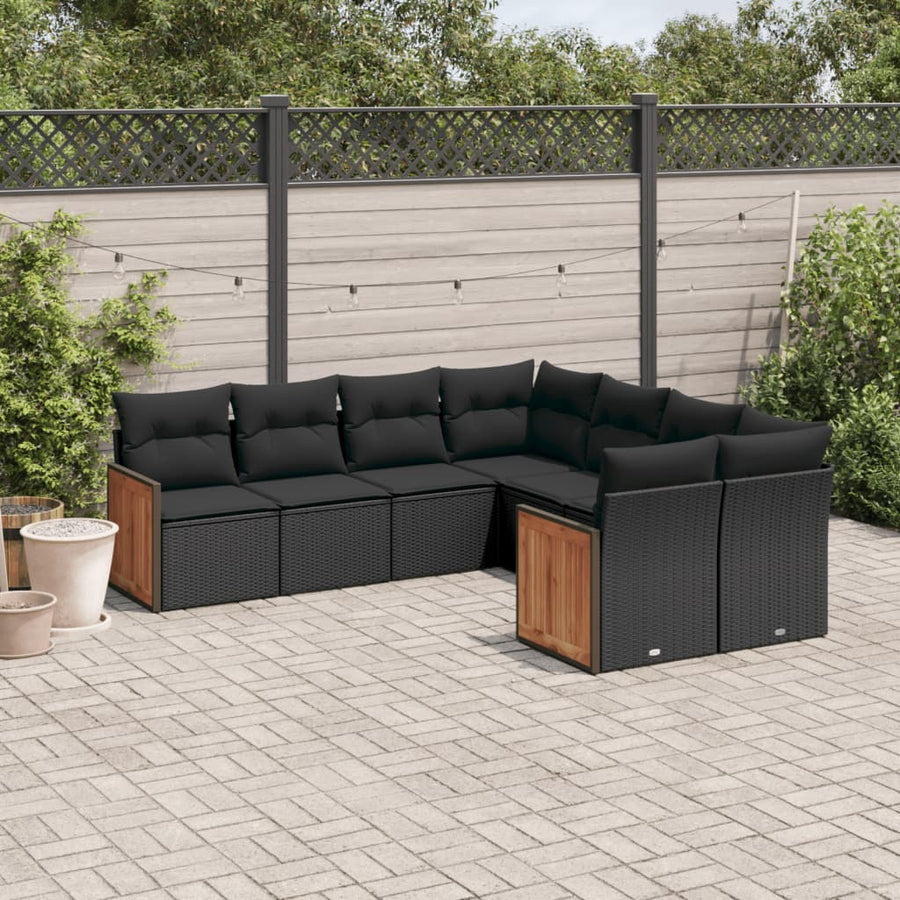 Set Mobilier De Grădină Cu Perne, 8 Piese, , Poliratan