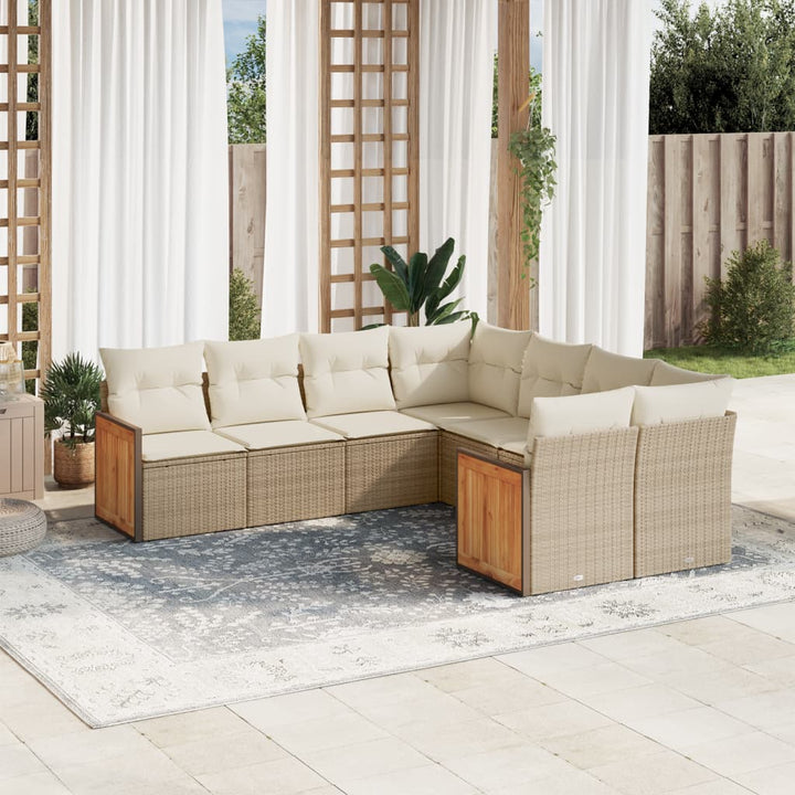 Set Mobilier De Grădină Cu Perne, 8 Piese, , Poliratan
