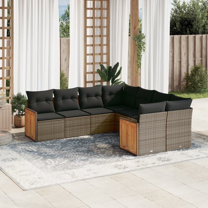Set Mobilier De Grădină Cu Perne, 8 Piese, , Poliratan