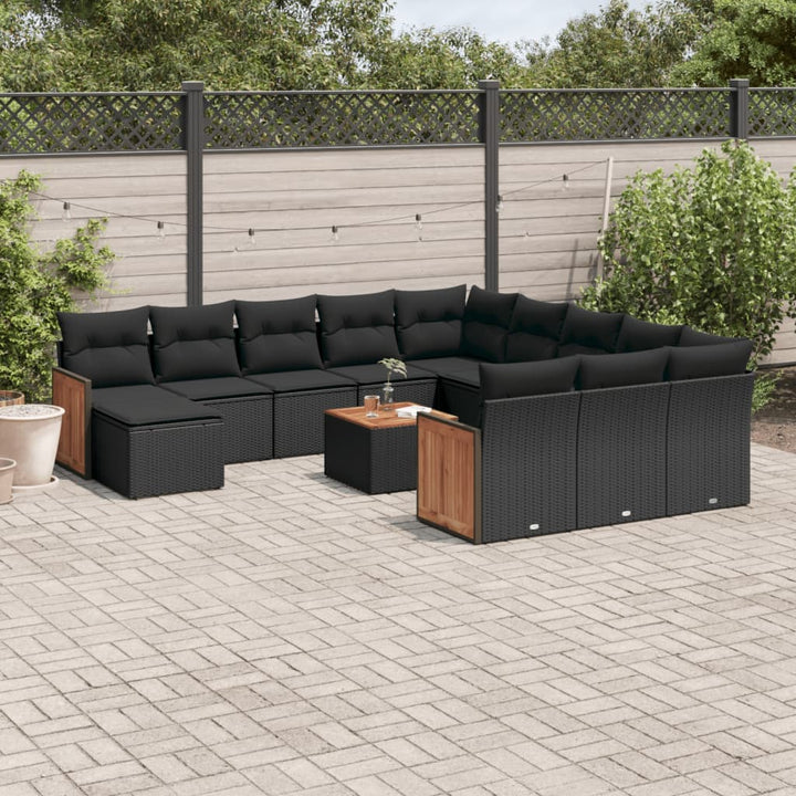 Set Canapele De Grădină, 13 Piese, Cu Perne, Bej, Poliratan