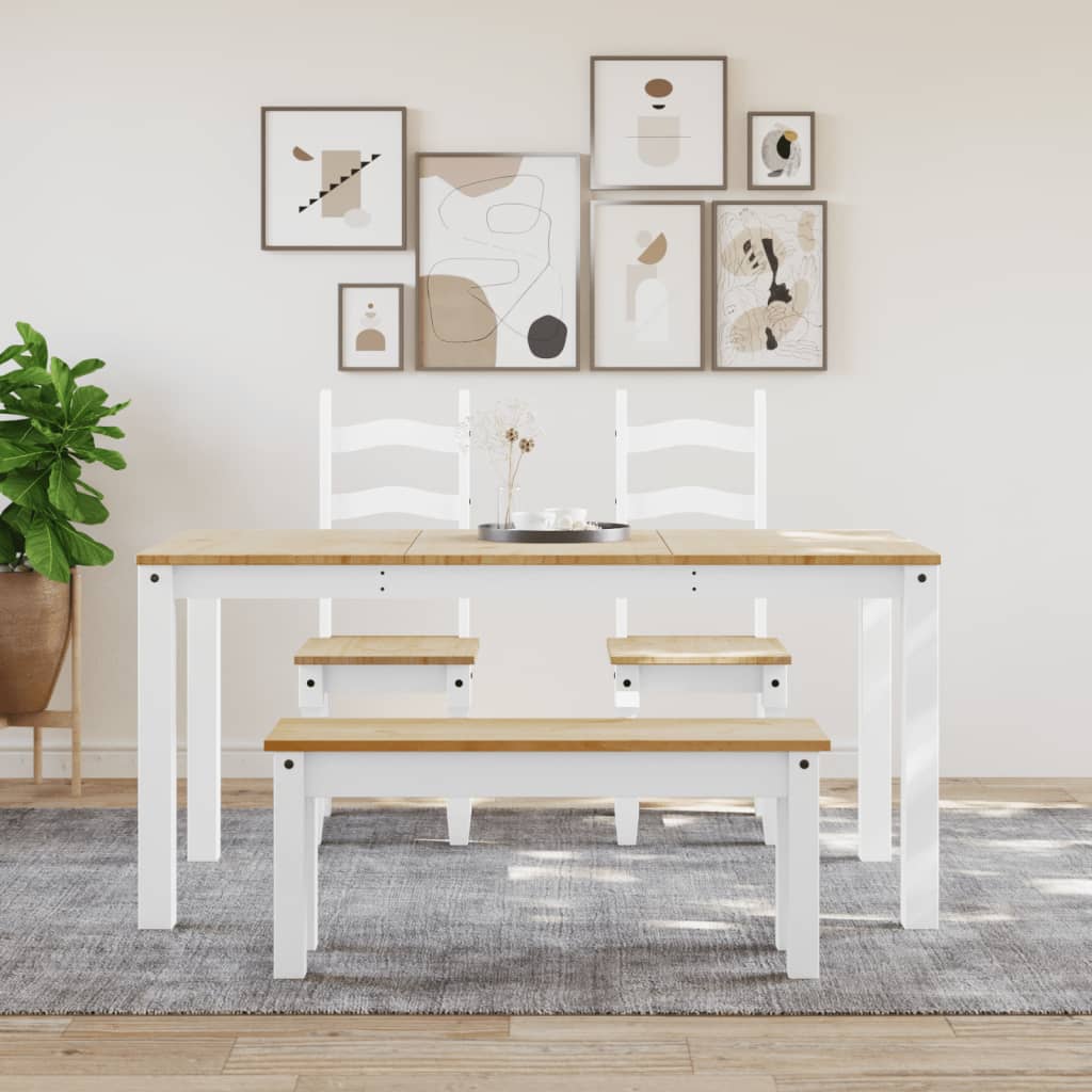 Banchetă De Bucătărie Panama, Alb, 105X30X45 Cm, Lemn Masiv Pin