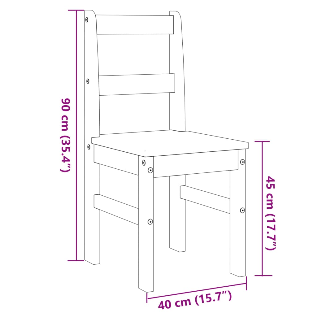 Scaune De Bucătărie Panama 2 Buc. Gri 40X46X90Cm Lemn Masiv Pin