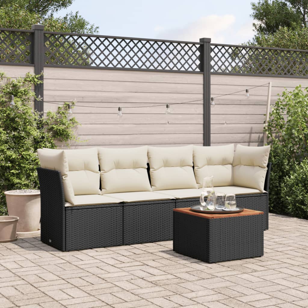 Set Canapea De Grădină Cu Perne, 5 Piese, , Poliratan
