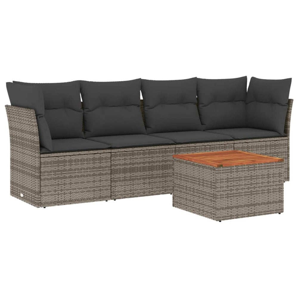 Set Canapea De Grădină Cu Perne, 5 Piese, , Poliratan