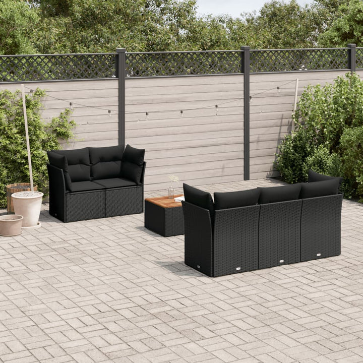 Set Mobilier De Grădină Cu Perne, 6 Piese, Negru, Poliratan