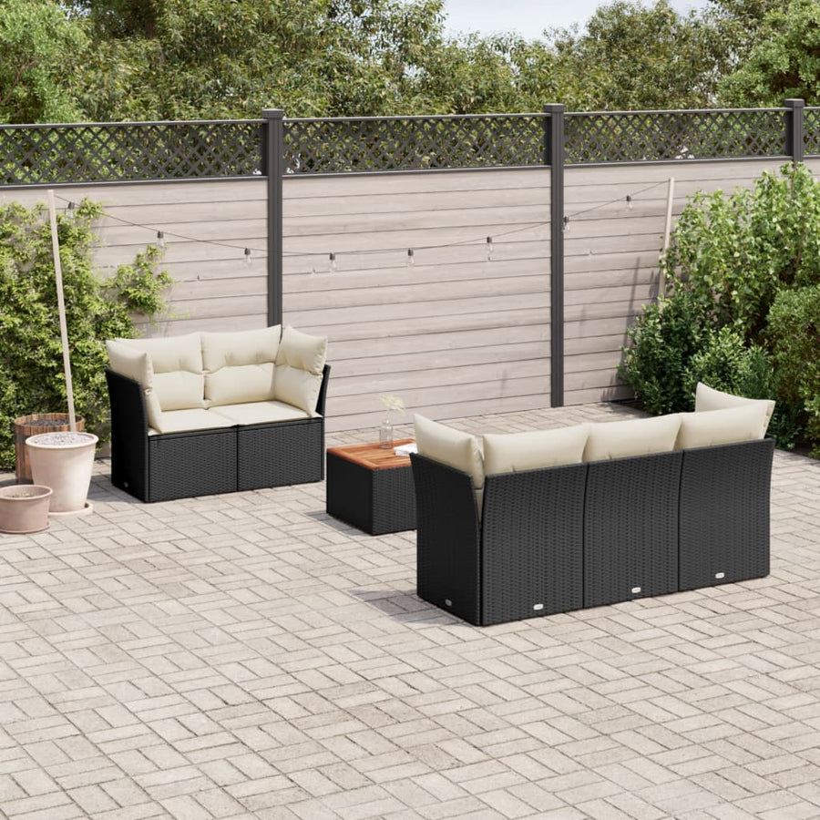 Set Mobilier De Grădină Cu Perne, 6 Piese, Negru, Poliratan