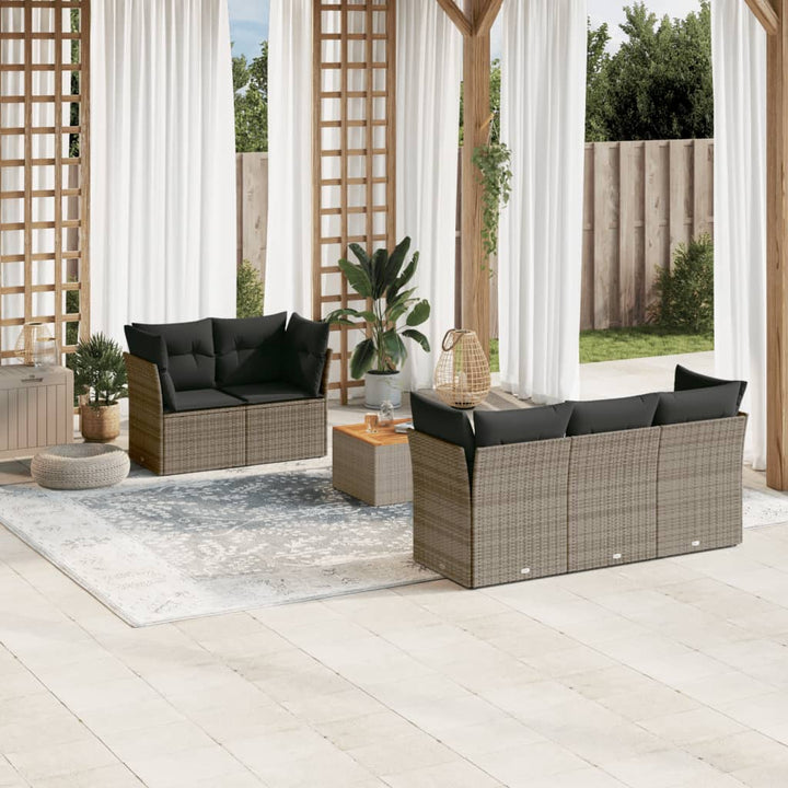 Set Mobilier De Grădină Cu Perne, 6 Piese, Negru, Poliratan