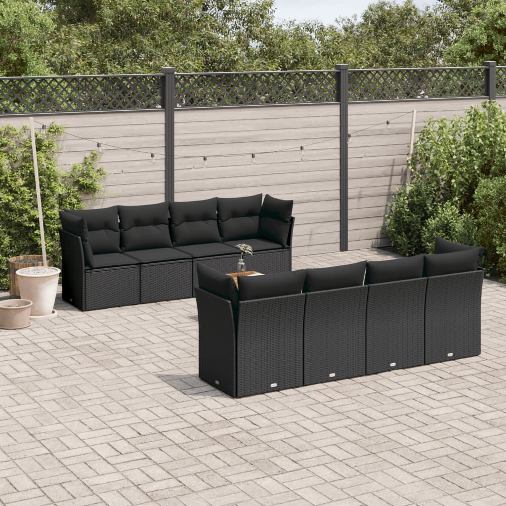 Set Canapele De Grădină, 9 Piese, Cu Perne, , Poliratan