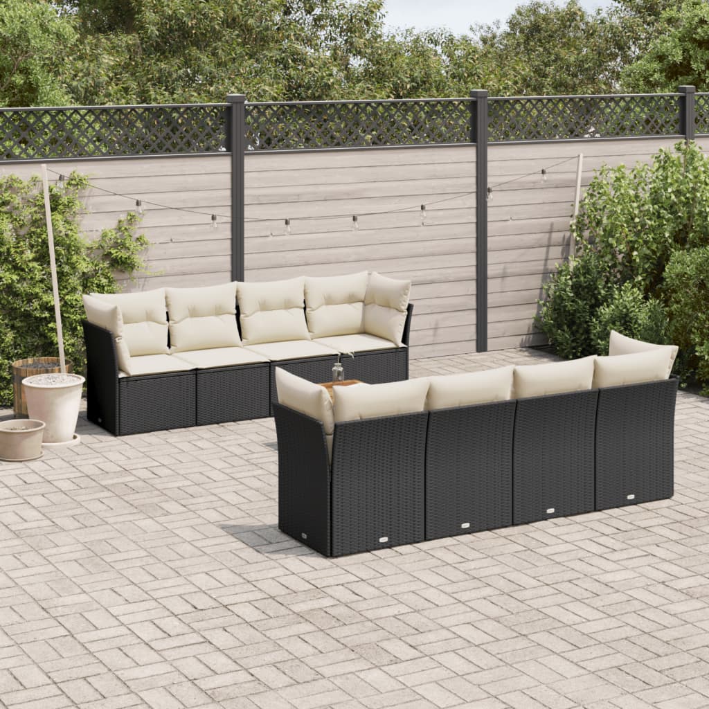 Set Canapele De Grădină, 9 Piese, Cu Perne, , Poliratan