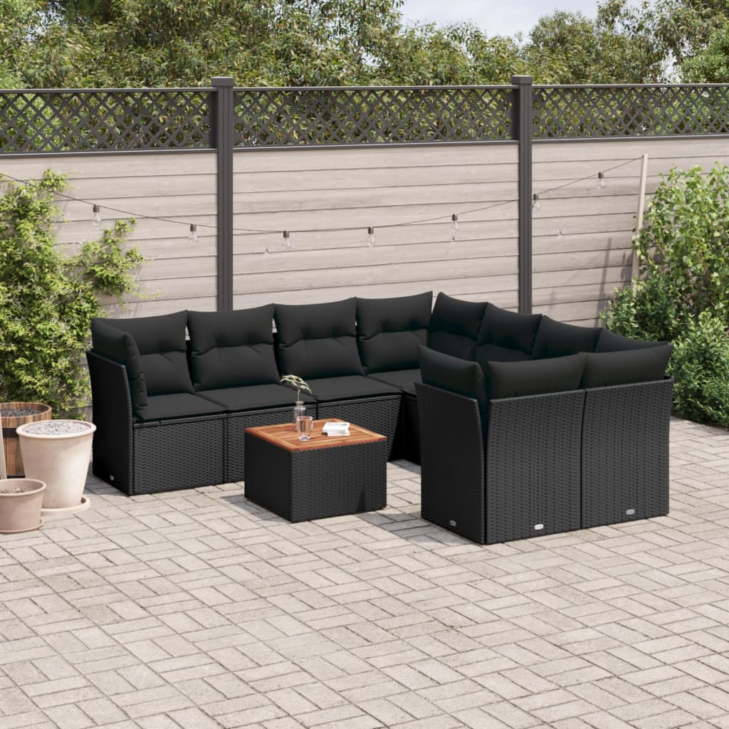 Set Canapele De Grădină, 9 Piese, Cu Perne, , Poliratan