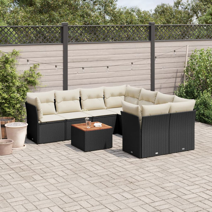 Set Canapele De Grădină, 9 Piese, Cu Perne, , Poliratan