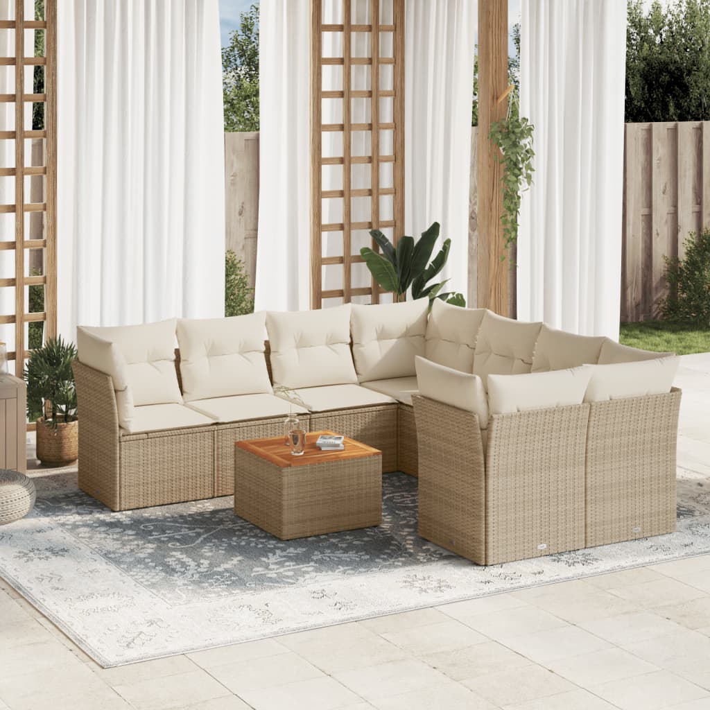 Set Canapele De Grădină, 9 Piese, Cu Perne, , Poliratan