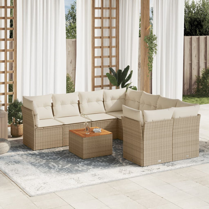Set Canapele De Grădină, 9 Piese, Cu Perne, , Poliratan