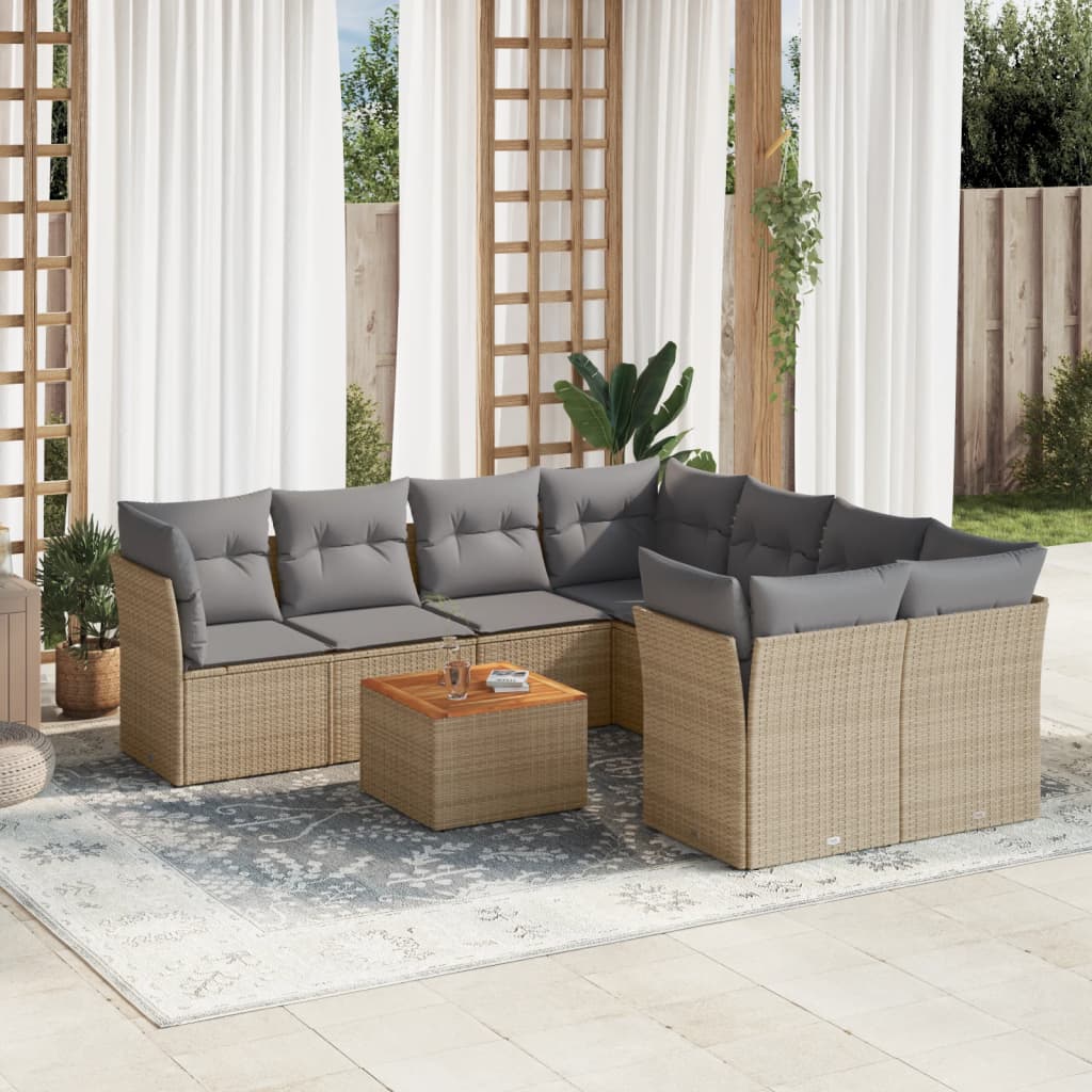 Set Canapele De Grădină, 9 Piese, Cu Perne, , Poliratan