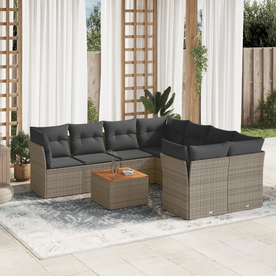 Set Canapele De Grădină, 9 Piese, Cu Perne, , Poliratan