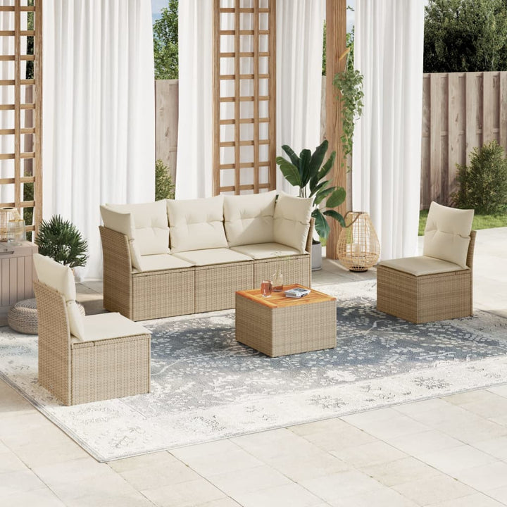 Set Mobilier Grădină Cu Perne, 6 Piese, , Poliratan