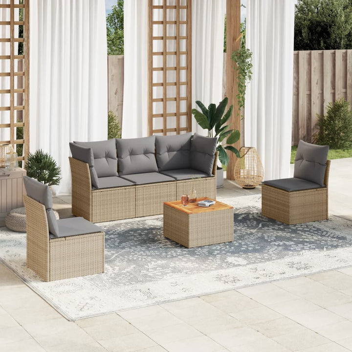 Set Mobilier Grădină Cu Perne, 6 Piese, , Poliratan