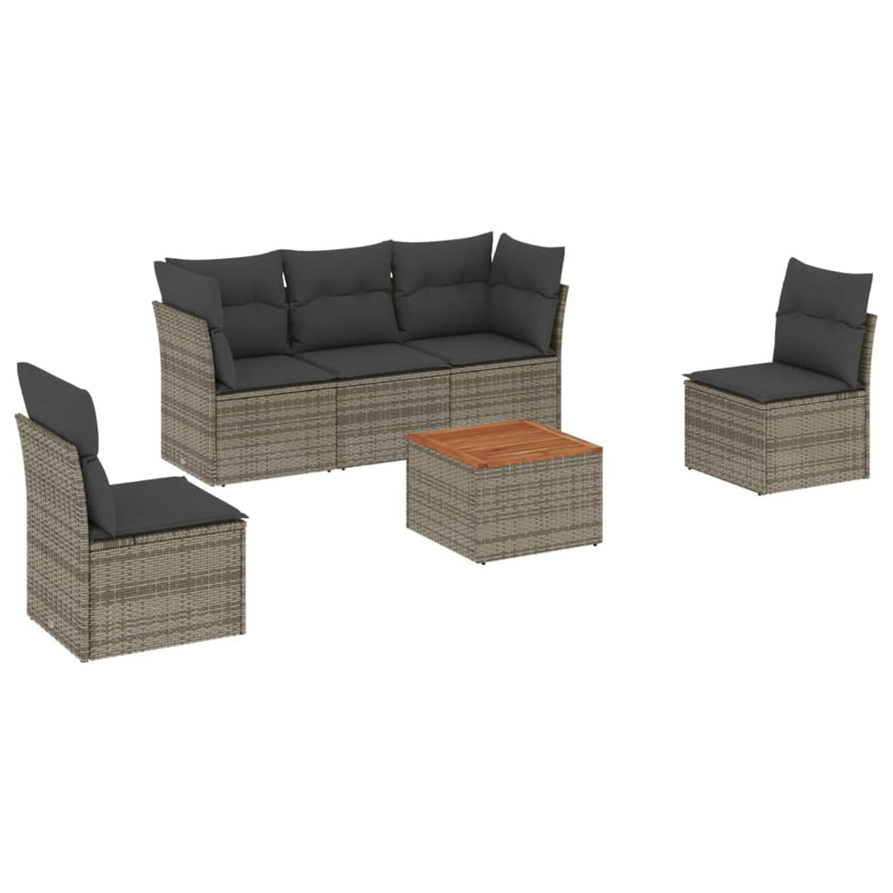 Set Mobilier Grădină Cu Perne, 6 Piese, , Poliratan