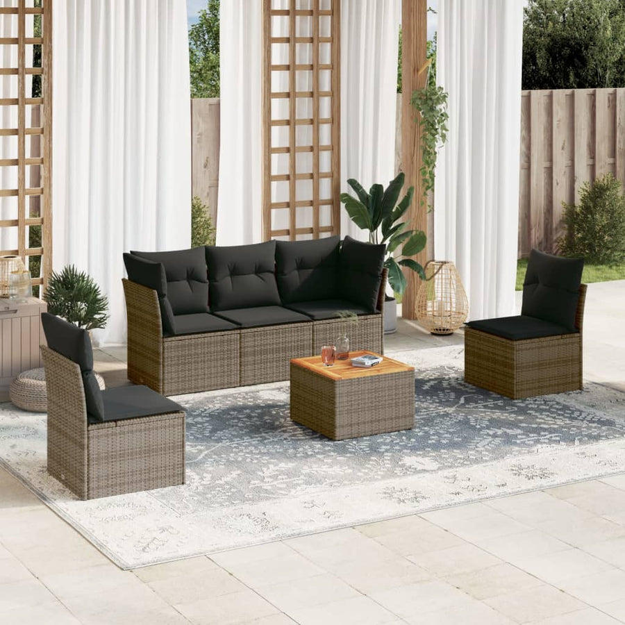 Set Mobilier Grădină Cu Perne, 6 Piese, , Poliratan