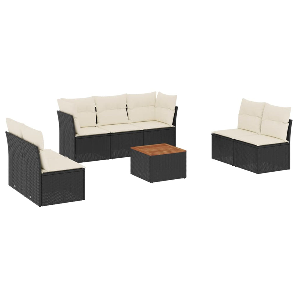 Set Mobilier De Grădină Cu Perne, 8 Piese, Negru, Poliratan