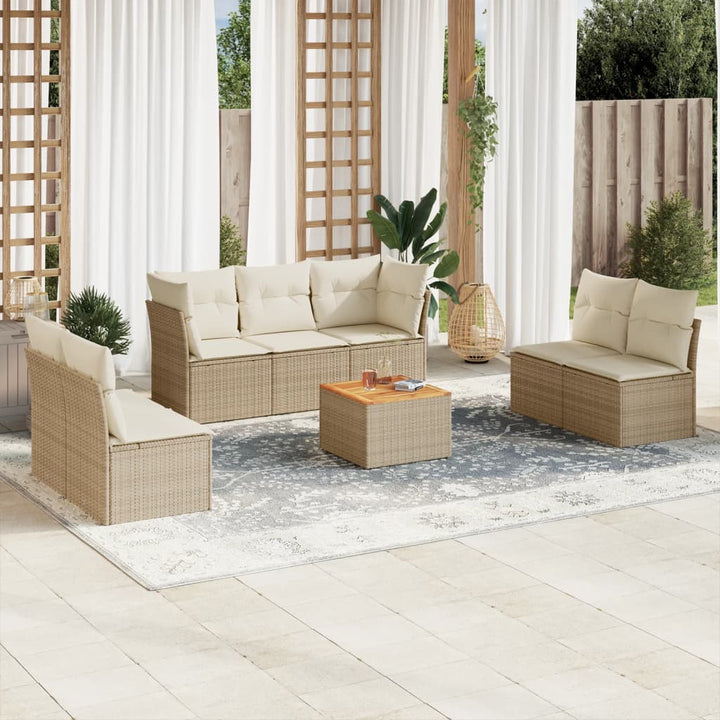 Set Mobilier De Grădină Cu Perne, 8 Piese, Negru, Poliratan