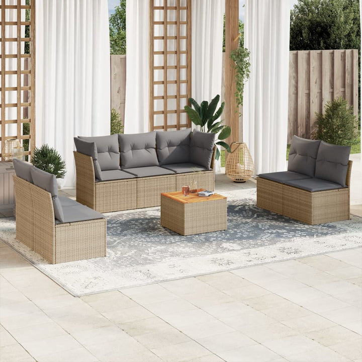 Set Mobilier De Grădină Cu Perne, 8 Piese, Negru, Poliratan