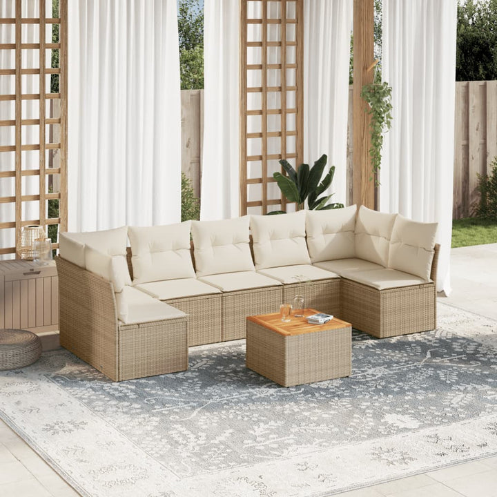 Set Mobilier De Grădină Cu Perne, 8 Piese, Negru, Poliratan