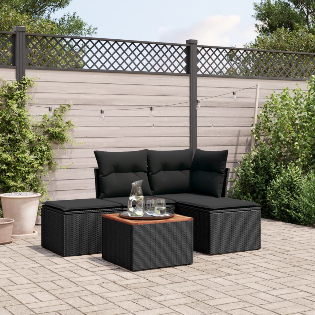 Set Mobilier De Grădină Cu Perne, 5 Piese, , Poliratan