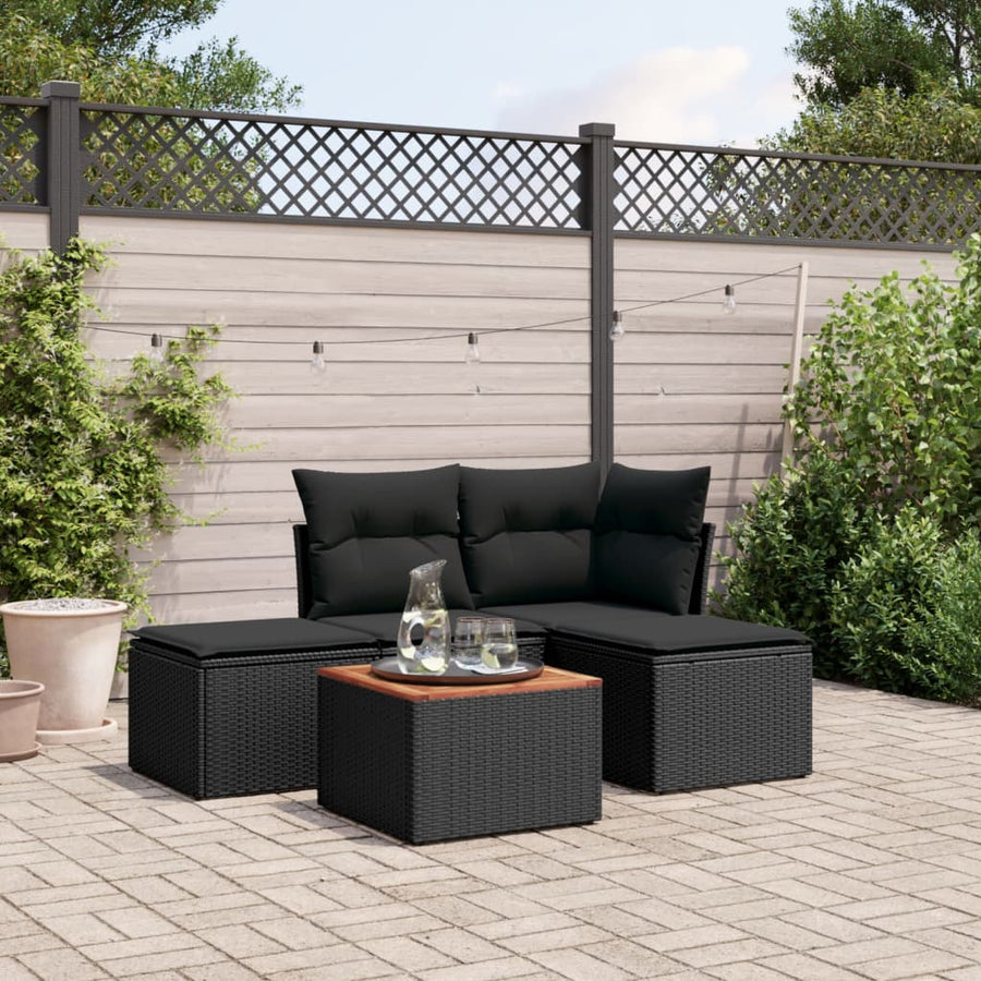 Set Mobilier De Grădină Cu Perne, 5 Piese, , Poliratan