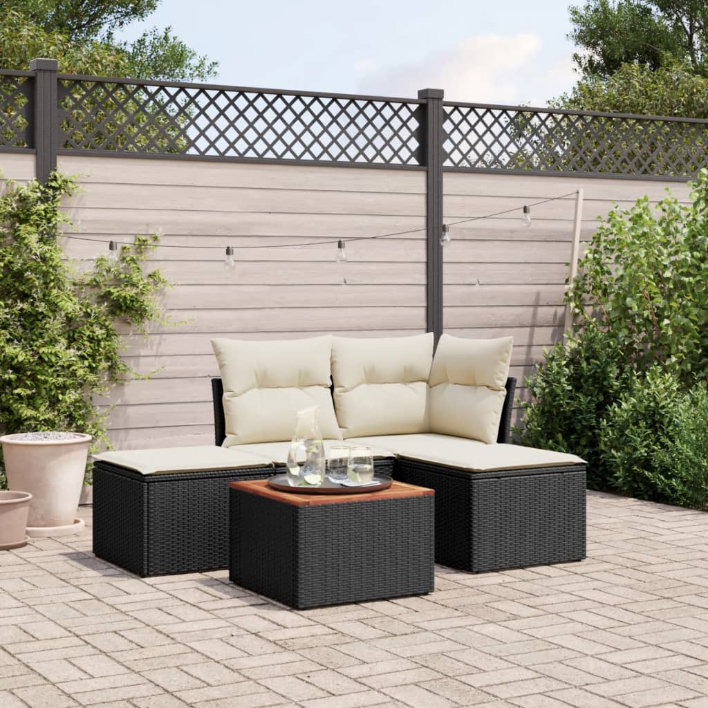 Set Mobilier De Grădină Cu Perne, 5 Piese, , Poliratan