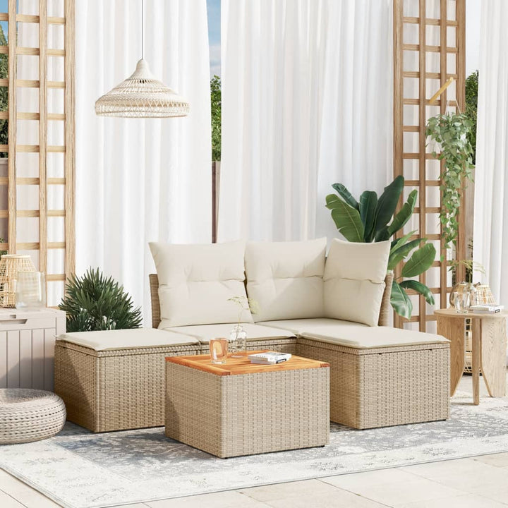 Set Mobilier De Grădină Cu Perne, 5 Piese, , Poliratan