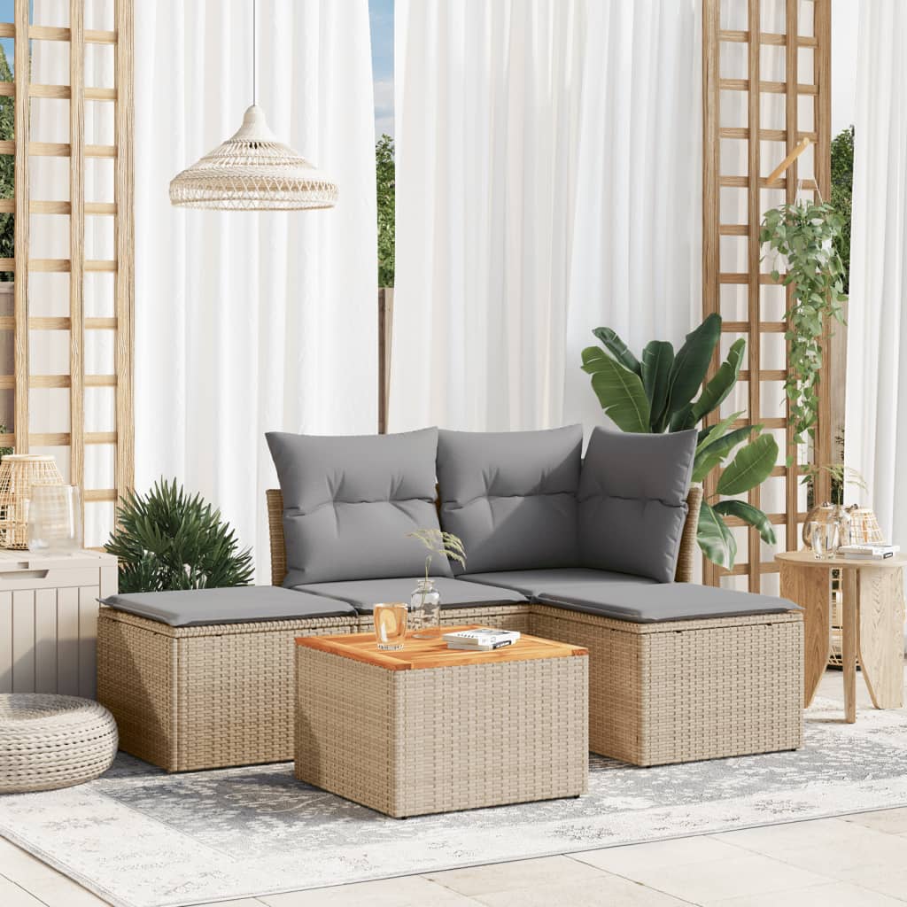 Set Mobilier De Grădină Cu Perne, 5 Piese, , Poliratan