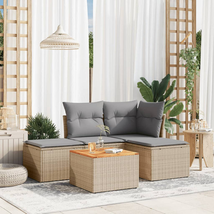Set Mobilier De Grădină Cu Perne, 5 Piese, , Poliratan