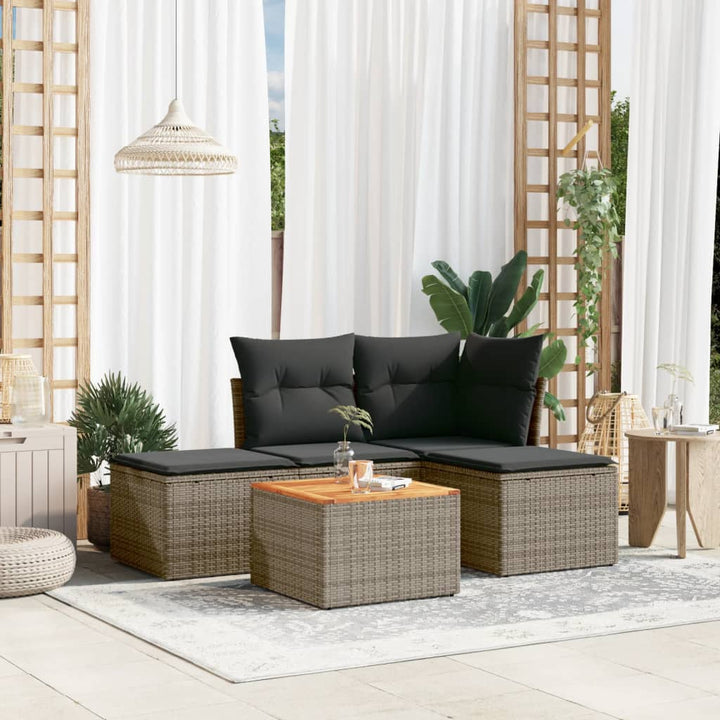 Set Mobilier De Grădină Cu Perne, 5 Piese, , Poliratan