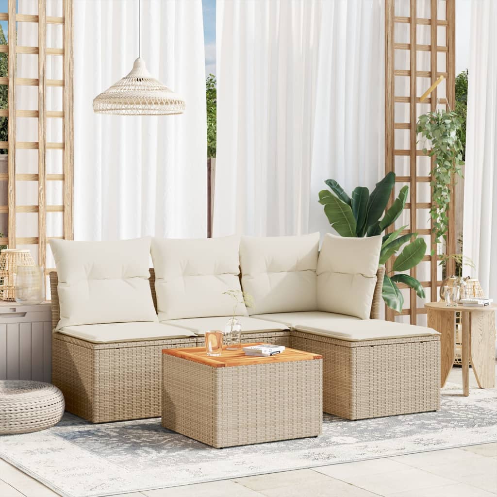 Set Mobilier De Grădină Cu Perne, 5 Piese, , Poliratan