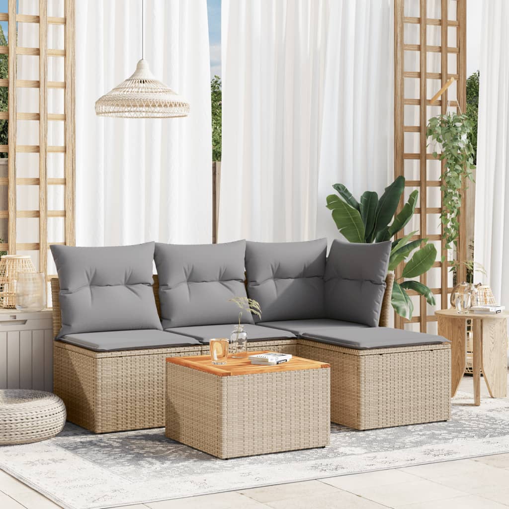 Set Mobilier De Grădină Cu Perne, 5 Piese, , Poliratan