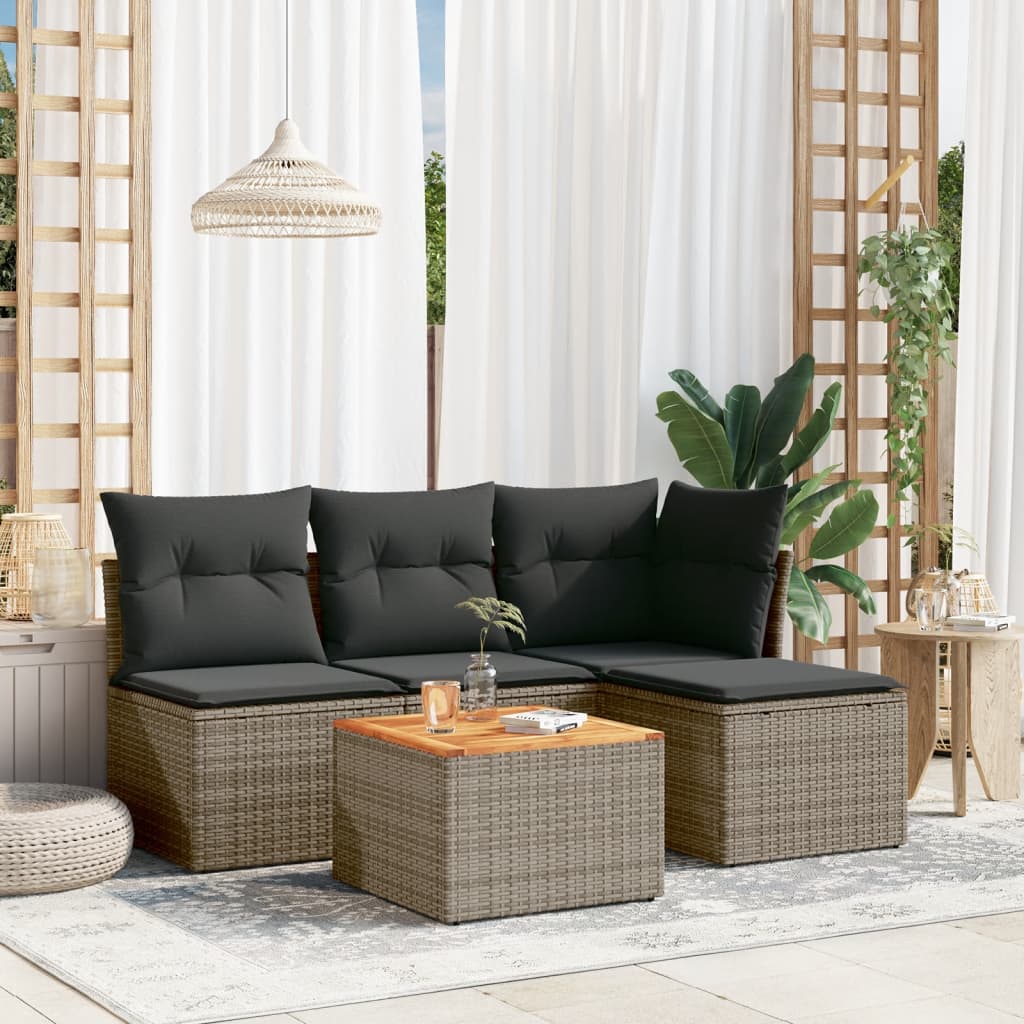Set Mobilier De Grădină Cu Perne, 5 Piese, , Poliratan