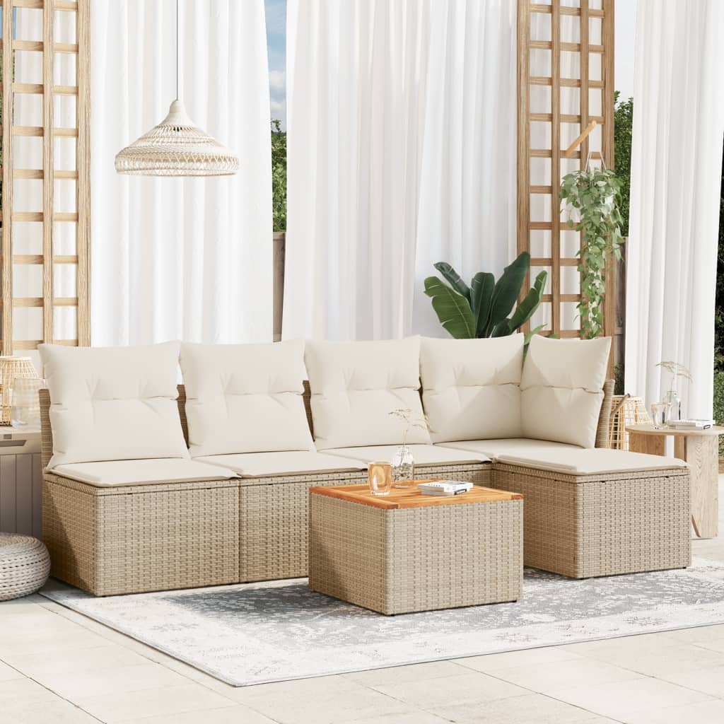 Set Mobilier De Grădină Cu Perne, 6 Piese, , Poliratan