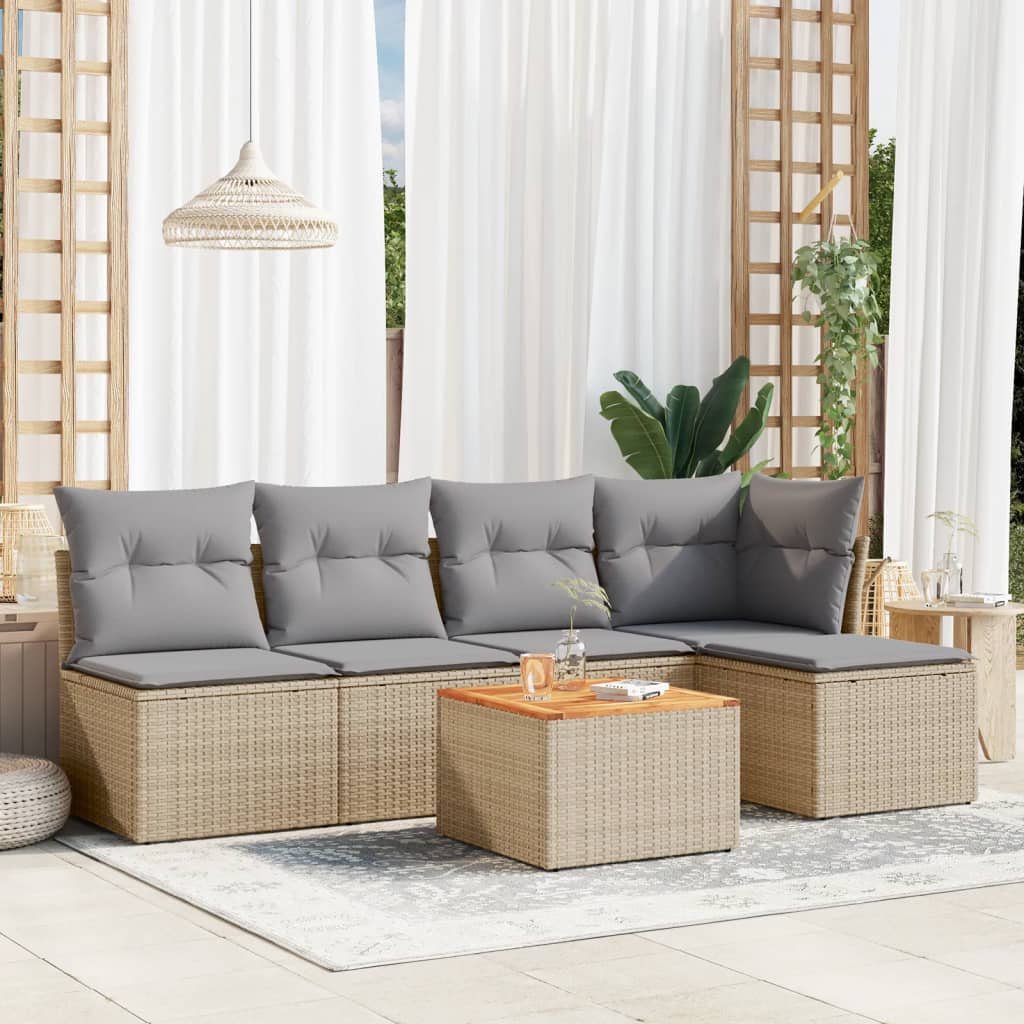 Set Mobilier De Grădină Cu Perne, 6 Piese, , Poliratan