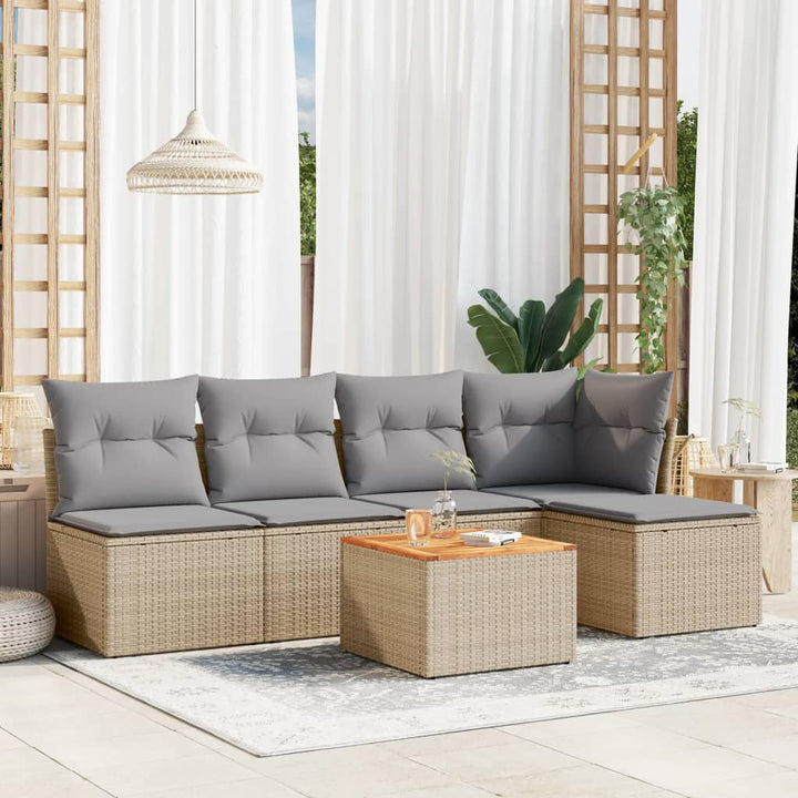 Set Mobilier De Grădină Cu Perne, 6 Piese, , Poliratan