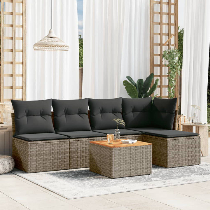 Set Mobilier De Grădină Cu Perne, 6 Piese, , Poliratan