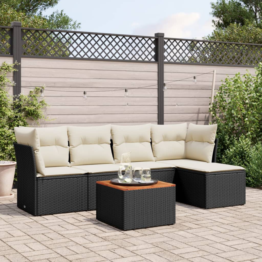 Set Mobilier Grădină Cu Perne, 6 Piese, , Poliratan